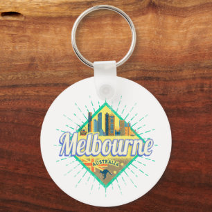Melbourne Victoria Australia Retro Skyline Vintag Schlüsselanhänger