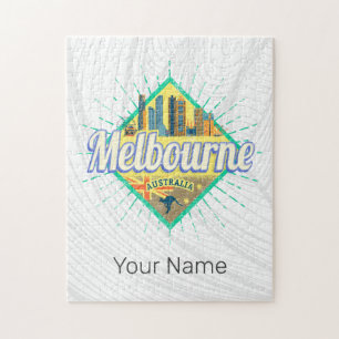 Melbourne Victoria Australien Retro-Silhouette Vin Puzzle