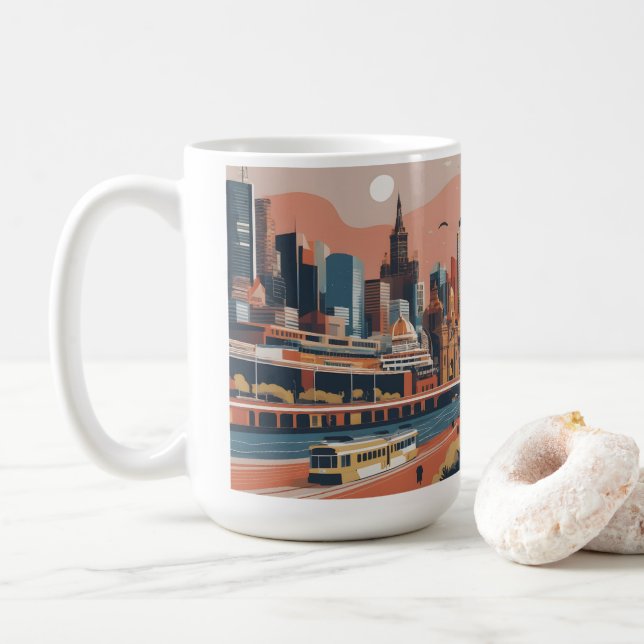 Melbourne Vintage Poster Kaffeetasse (Mit Donut)