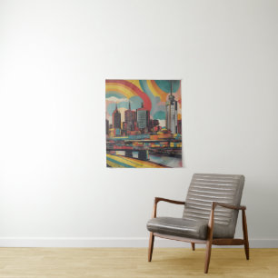 Melbourne Vintage Poster Wandteppich