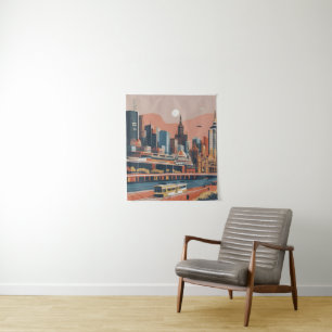 Melbourne Vintage Poster Wandteppich
