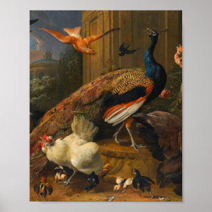 Melchior d'Hondecoeter - Vögel in einem Park Poster