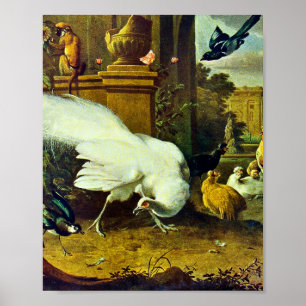 Melchior d'Hondecoeter - Vögel in einem Park Poster