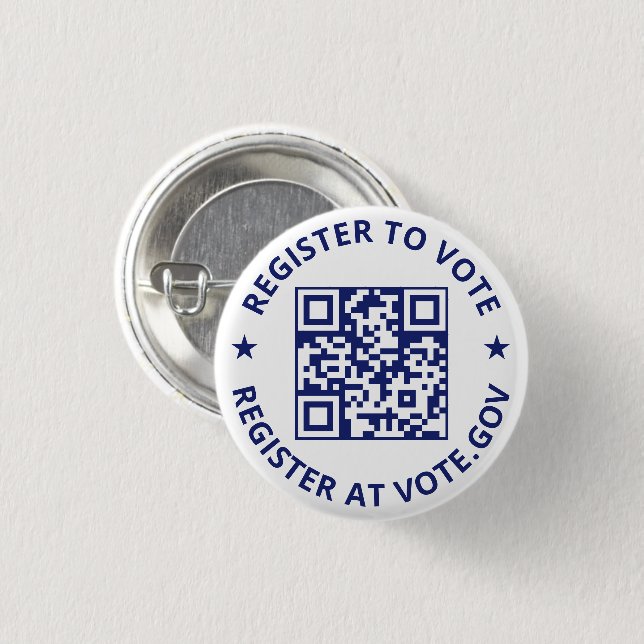 Melden Sie sich an, um abtasten QR Code marineblau Button (Vorne & Hinten)
