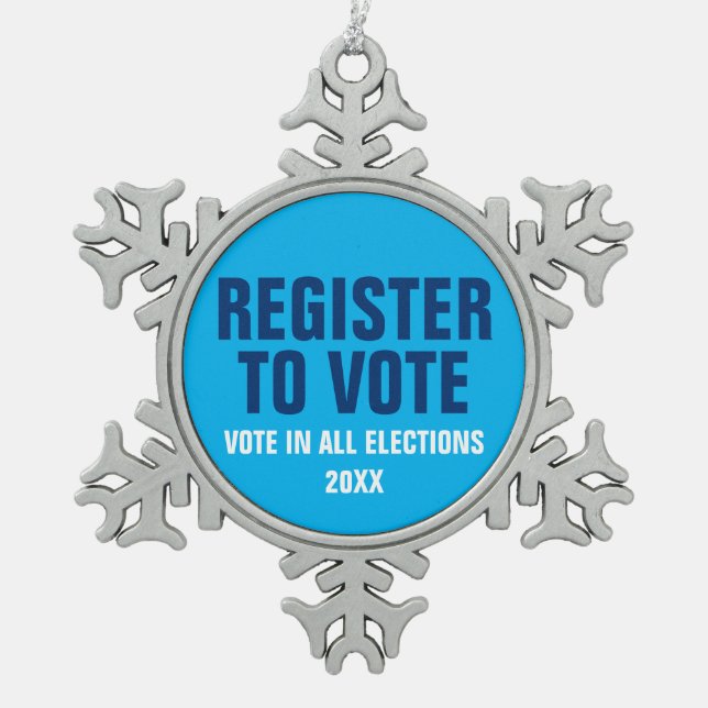 Melden Sie sich bei allen Wahlen an Schneeflocken Zinn-Ornament (Vorderseite)
