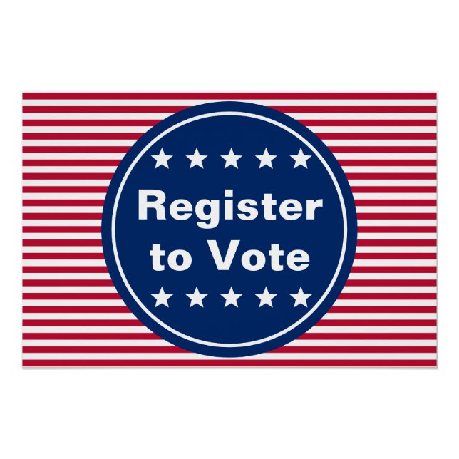 Melden Sie sich zur Abstimmung rot-weiß und blau g Poster (Vorderseite)