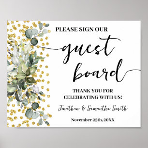 Melden Sie unser Gästebuch Wedding Eukalyptus Gold