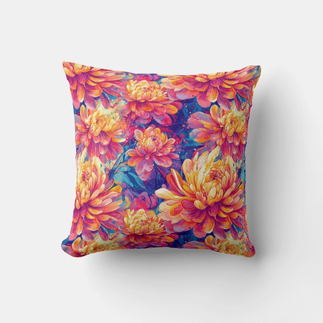 Melden von Chrysanthemum Pop Art Vibranding Design Kissen (Vorderseite)