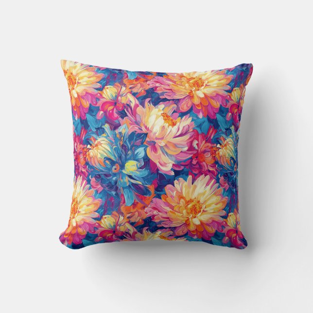 Melden von Chrysanthemum Pop Art Vibranding Design Kissen (Vorderseite)