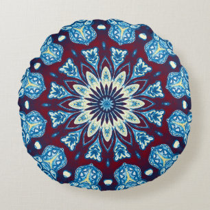 Meldende Aquarellfarbe farbige symmetrische Muster Rundes Kissen