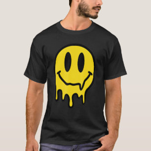 Meldende gelbe Lächeln Lächelnd geschmolzene Tropf T-Shirt