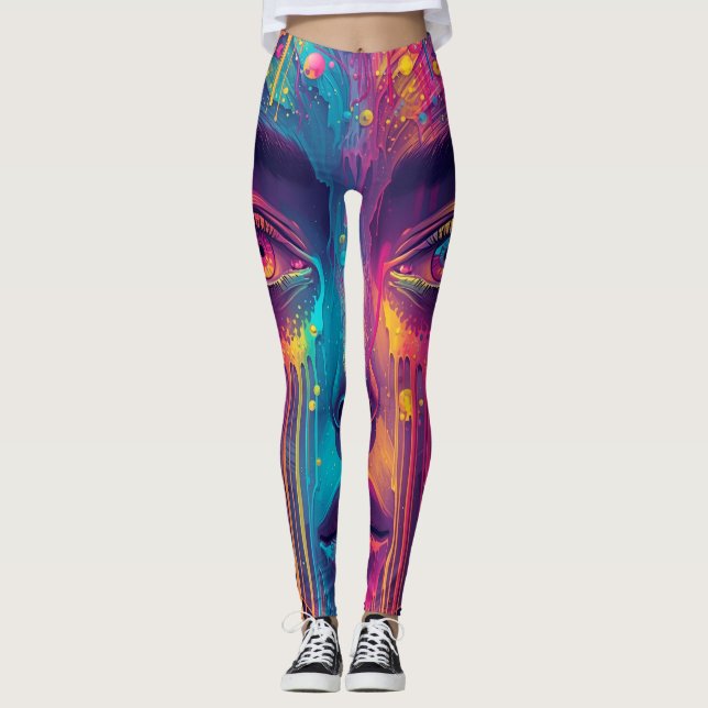 Meldende Leggings - Trippy Psychedelic Art (Vorderseite)