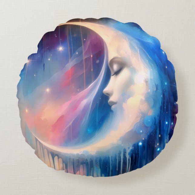 Meldende Mondlicht-Kissen Rundes Kissen (Vorderseite)