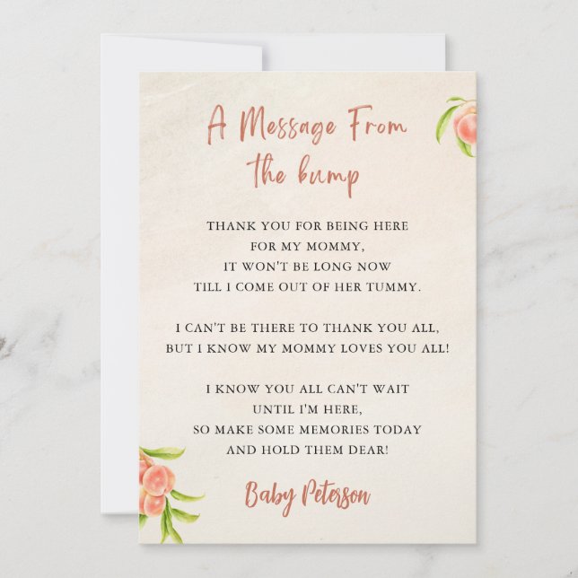 Meldung aus der Bump-Baby-Duschkarte Einladung (Vorderseite)