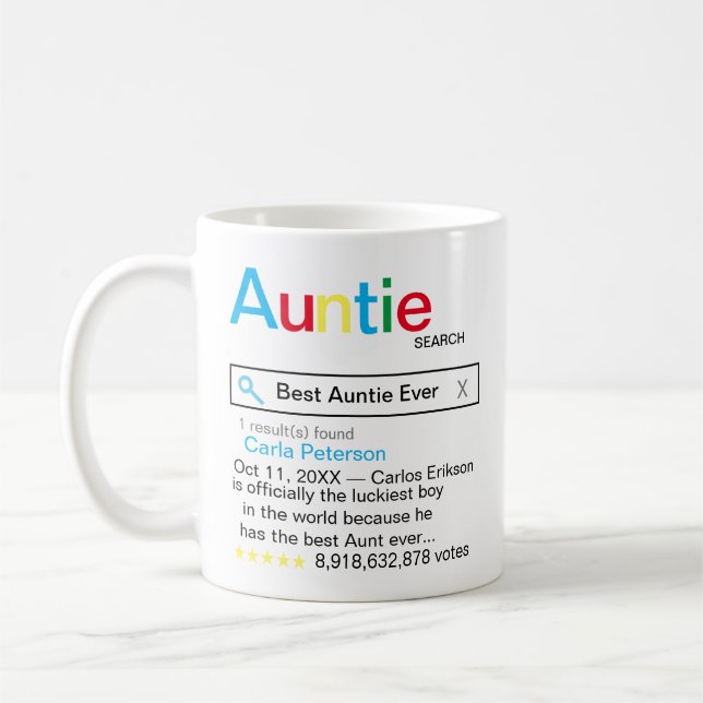 Meldung "Beste Tante je Suche Motor Ergebnis" Kaffeetasse (Links)