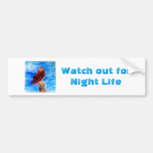 Meldung "Bird Art Owl Night Driving" Autoaufkleber