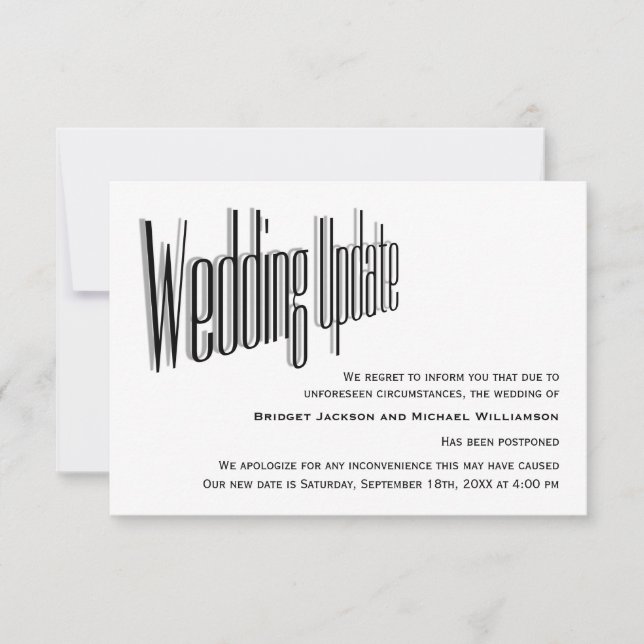 Meldung einer Hochzeit verschoben Save The Date (Vorderseite)