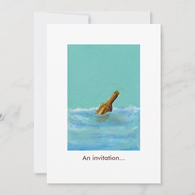 Meldung - Flasche auf See PERSONALISIERTE Einladun Einladung (Vorderseite)