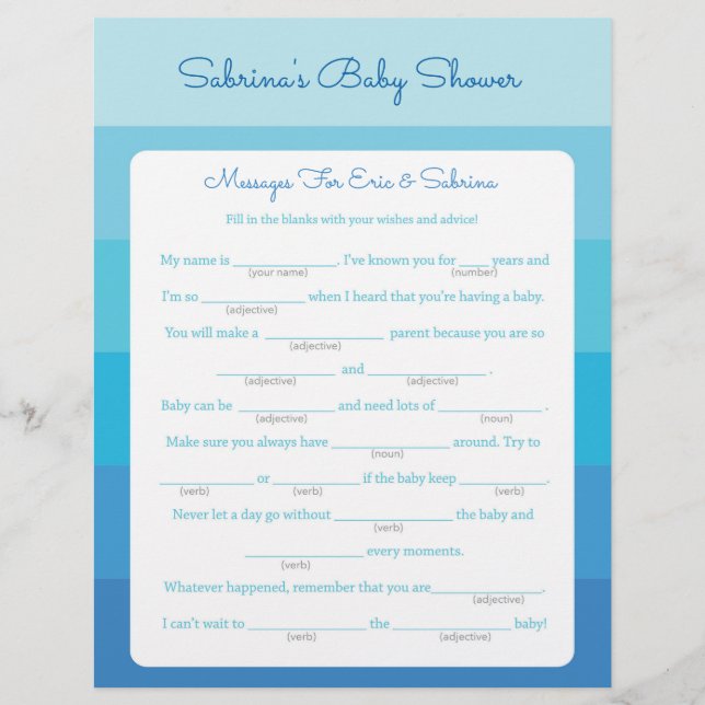 Meldung für Eltern, Blue Ombre Baby Shower zu sein Flyer (Vorne)