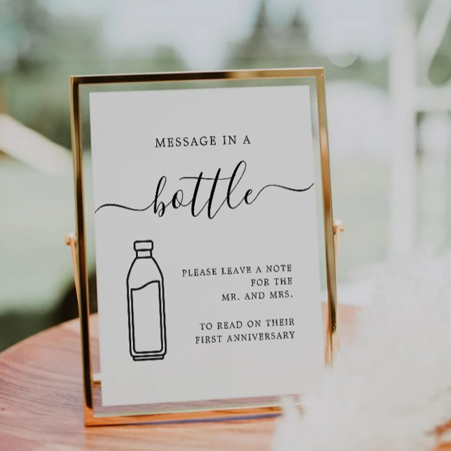 Meldung in einem Flaschenetikett | Gästebuch Sockelschild (Message in a Bottle Sign | Wedding Guest Book)