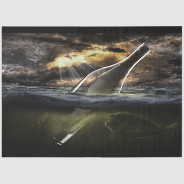 Meldung in einem Flaschenmeer 20-x30 Decoupage Seidenpapier (Vorderseite)