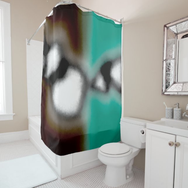 Meldung in einer Flasche: Abstrakt braun, Aquamari Duschvorhang (Beispiel)