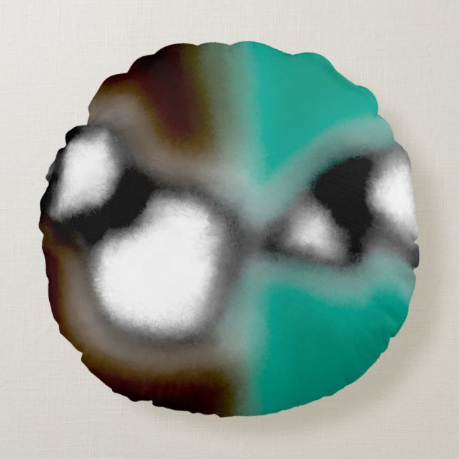 Meldung in einer Flasche: Abstrakt braun, Aquamari Rundes Kissen (Vorderseite)