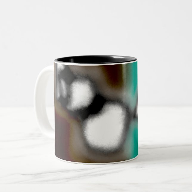 Meldung in einer Flasche: Abstrakt braun, Aquamari Zweifarbige Tasse (Vorderseite Links)