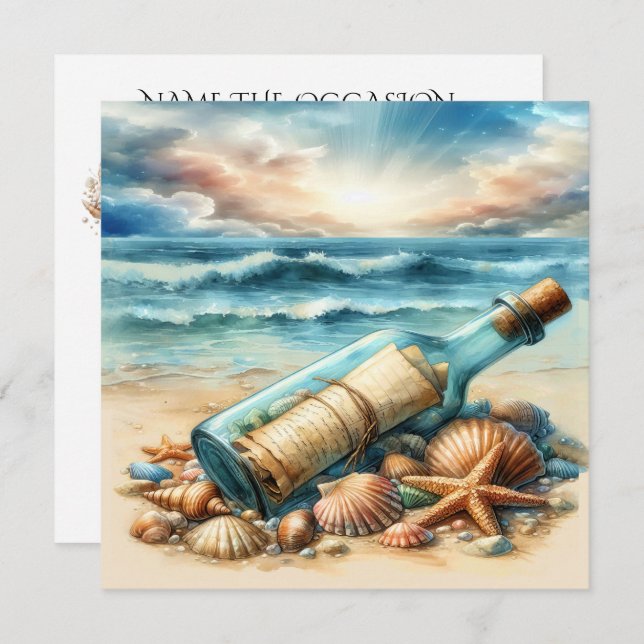 Meldung in einer Flasche Einladung (Vorne/Hinten)