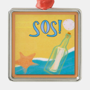 Meldung in Flasche 1 Ornament Aus Metall