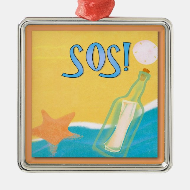 Meldung in Flasche 1 Ornament Aus Metall (Vorne)