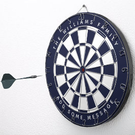 Meldung "Navy Blue White Classic Custom Family Nam Dartscheibe