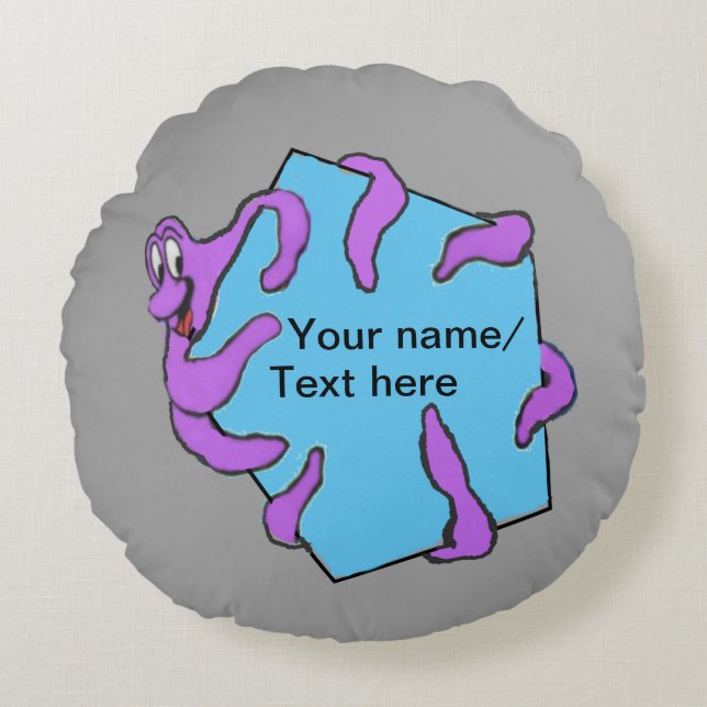 Meldung Octopus Cartoon Cust. Runde Kissen (Vorderseite)