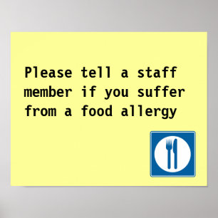 Meldung "Restaurant Food Allergy" Poster