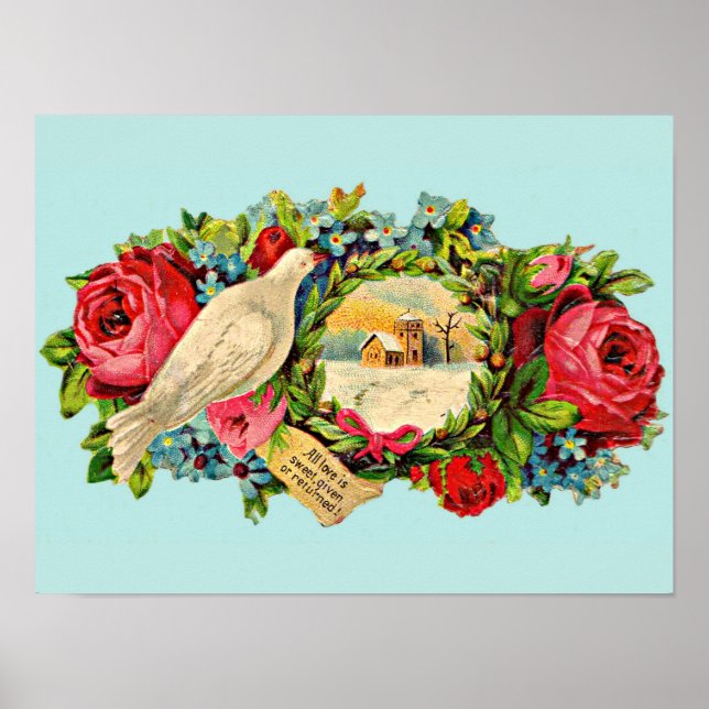 Meldung "viktorianische weiße Taube und Liebe" Poster (Vorne)