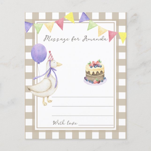 Meldung zur Geburtstagszeit von Gänsen (Vorderseite)