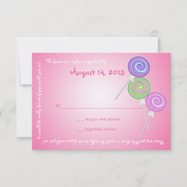 Meldungskarte für Süßigkeiten RSVP Karte (Vorderseite)