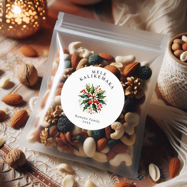 Mele Kalikemaka Holiday Benutzerdefinierter Text Runder Aufkleber (Von Creator hochgeladen)