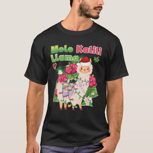 Mele Kaliki Llama Kalikimaka Hawaiian Christmas Li T-Shirt (Vorderseite)