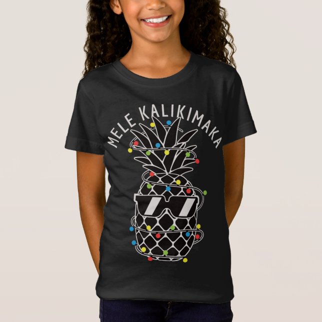 Mele Kalikima Ananas Weihnachtslicht Weihnachten W T-Shirt (Vorderseite)
