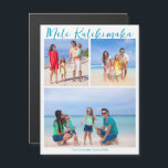 Mele Kalikimaka 3 Foto Beach Christmas Magnet<br><div class="desc">Chic individualisierbares Foto der Strandfamilie sammelt Weihnachtsmagneten mit Ihren Lieblings-tropischen Fotos in der Sonne und einen Buchstaben innen. Fügen Sie 3 Ihrer Lieblings-Erinnerungen aus Ihrem Inselurlaub an die Küste vor und eine auf der Rückseite. Eine wunderschöne Magnetkarte für den Küstenurlaub mit einer sauberen,  modernen Fotografie und hübscher blauer Schrift.</div>