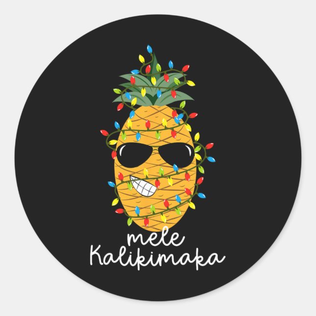 Mele Kalikimaka Ananas Tree Hawaiian Weihnachten Runder Aufkleber (Vorderseite)