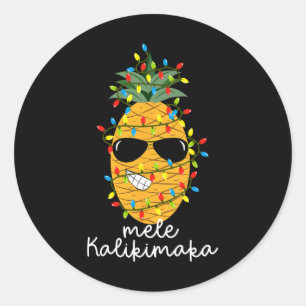 Mele Kalikimaka Ananas Tree Hawaiian Weihnachten Runder Aufkleber