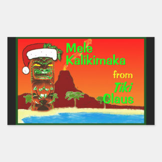 Mele Kalikimaka aus Tiki Claus Rechteckiger Aufkleber