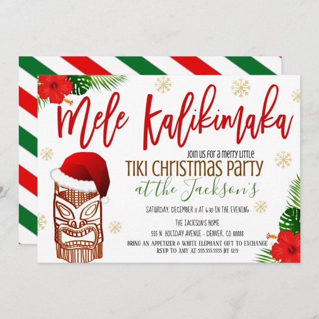 Mele Kalikimaka Beach Feiertag einladen Einladung (Vorne/Hinten)