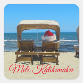 Mele Kalikimaka beach Quadratischer Aufkleber