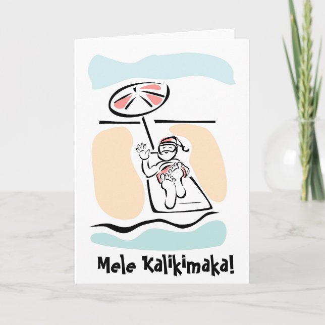 Mele Kalikimaka Beach Santa Weihnachtskarte Feiertagskarte (Vorderseite)