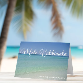 Mele Kalikimaka Beach Weihnachtsfest Foto Hübscher Feiertagskarte