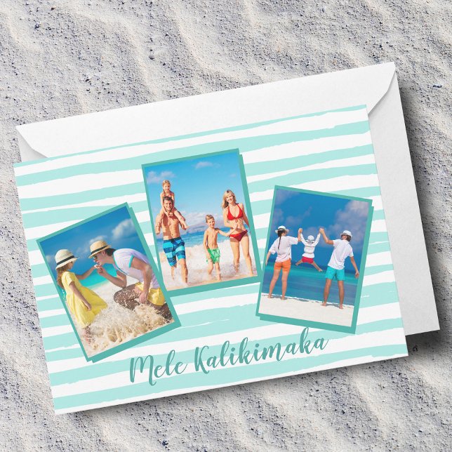 Mele Kalikimaka Beach Weihnachtsschick Aquamarines Feiertagskarte (Von Creator hochgeladen)