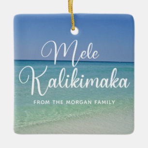 Mele Kalikimaka Beautiful Beach Custom Christmas Keramikornament